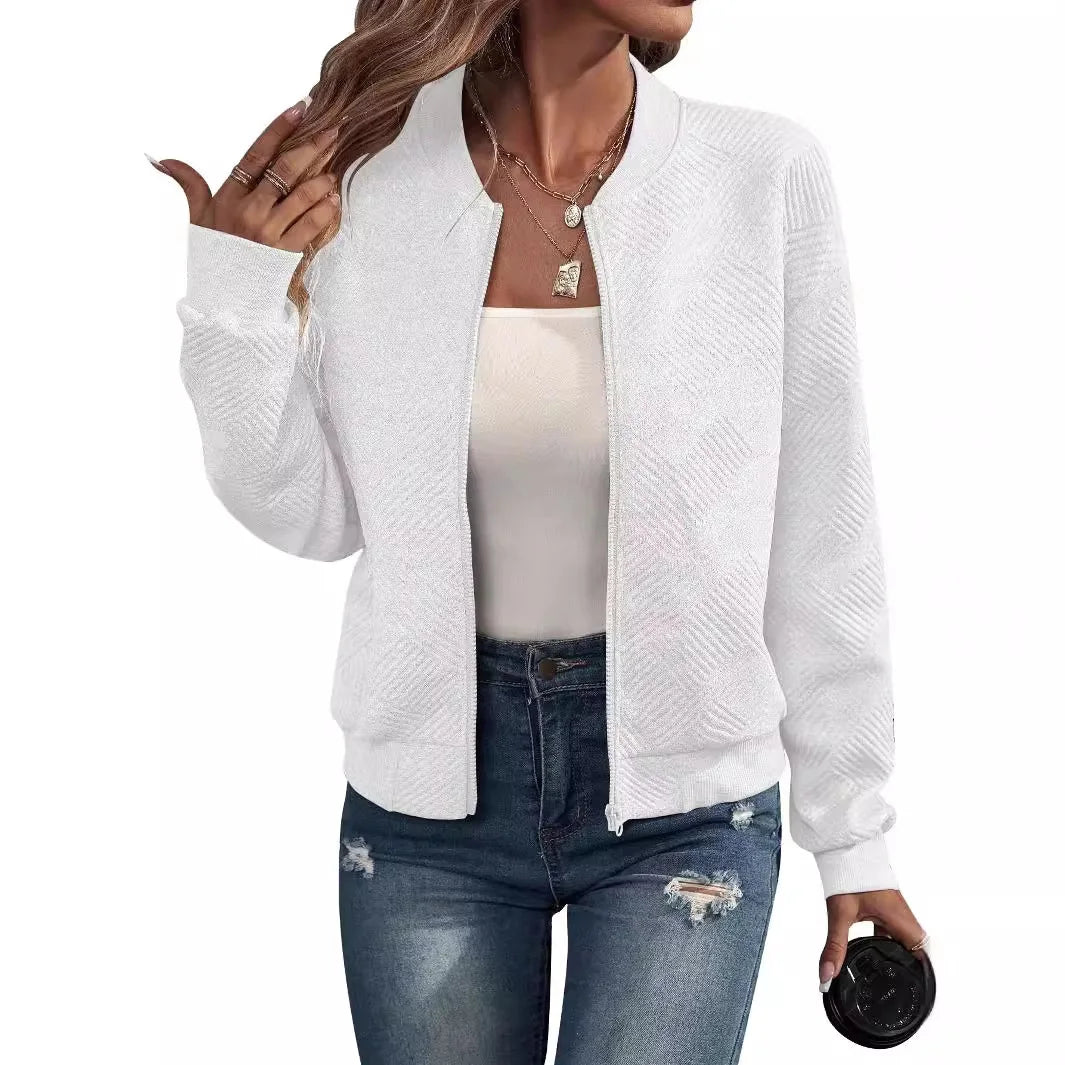 Charmaine Textured Collarless Bomber