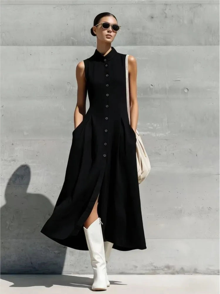 Miralisse Flowy Button Midi Dress