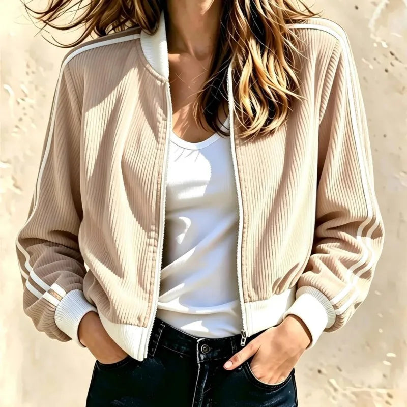 Yvette Ribbed Bomber Jacket