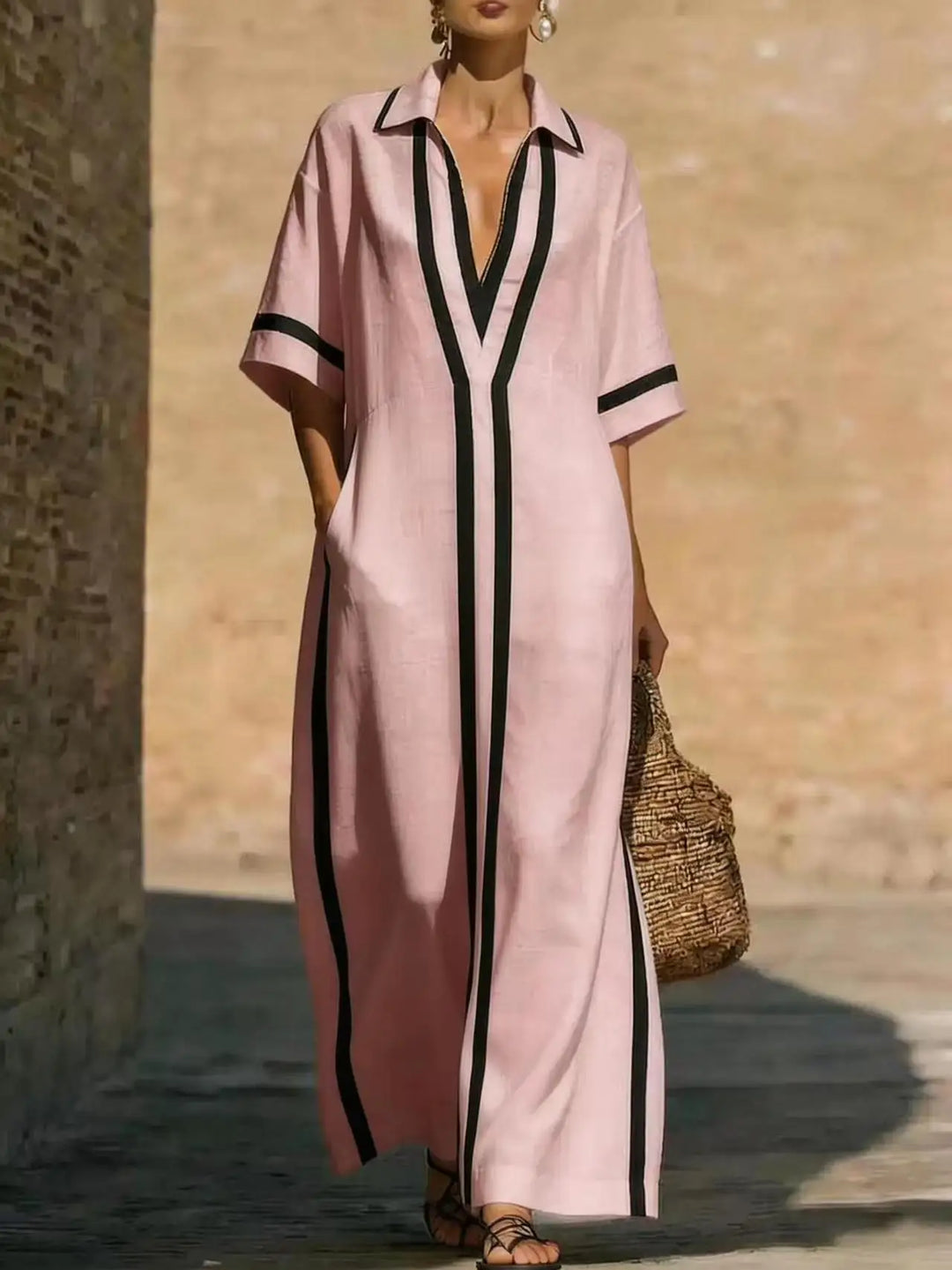 Aveline V Neck Shirt Long Dress
