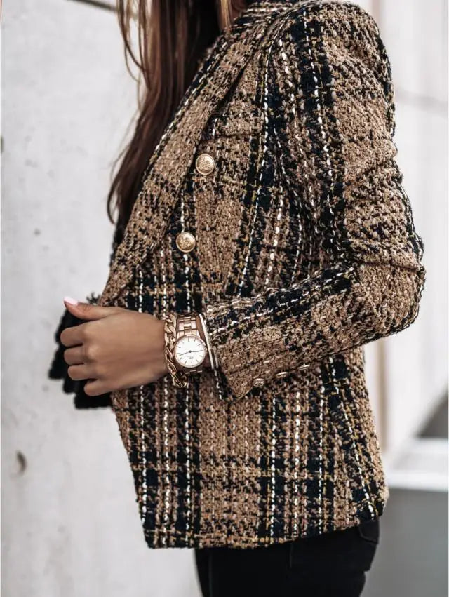 Odalise Double Breasted Plaid Blazer