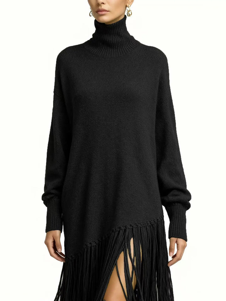 Aubree Fringe Knit Midi Dress