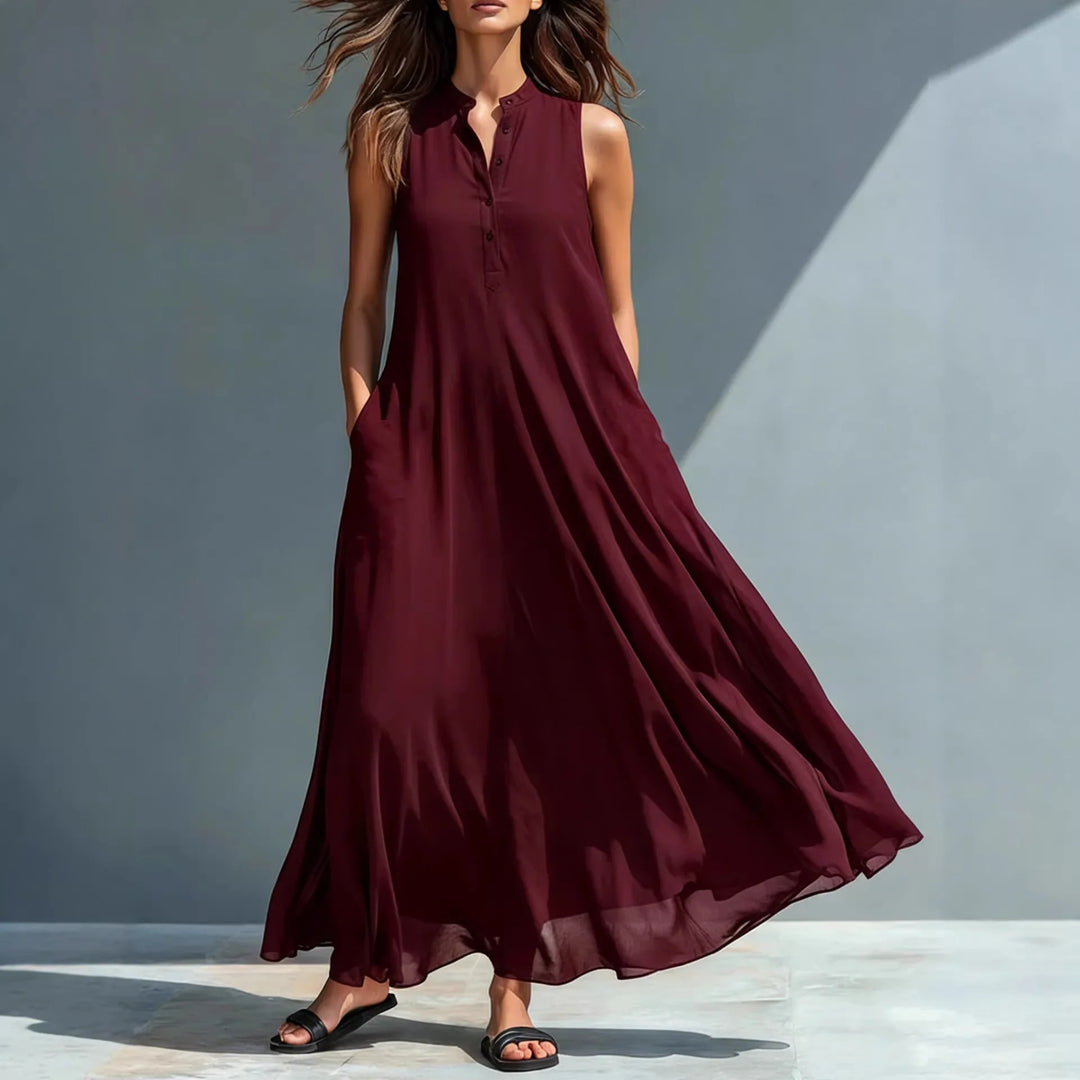 Sancia Elegant Sleeveless V Neck Midi Dress