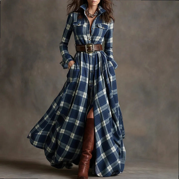 Clementine Plaid Button Maxi Dress