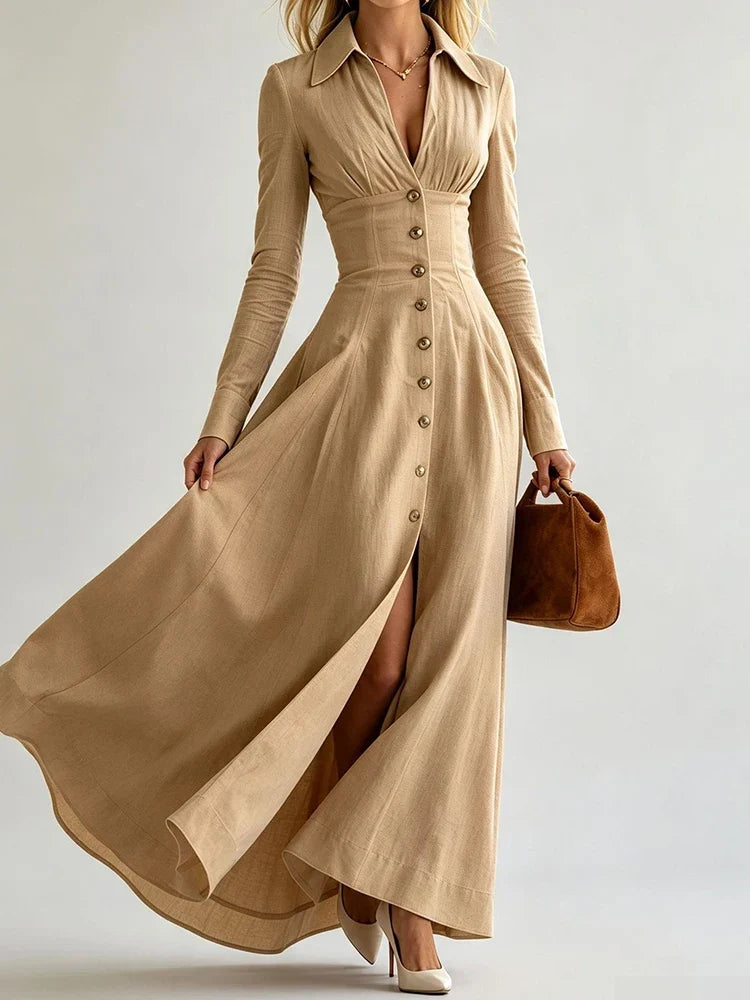 Adeline Button Front Maxi Dress