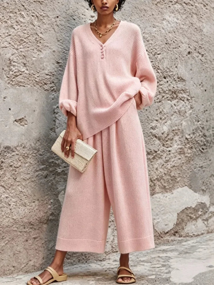 Juliette Button Placket Sweater Set