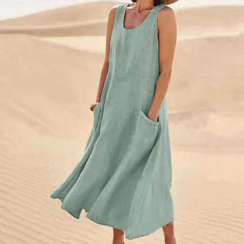 Camilia Breathable Linen Maxi Dress