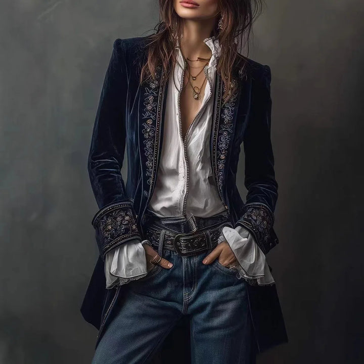 Piper Embroidered Velvet Blazer