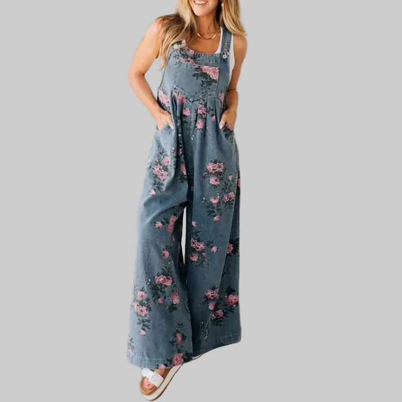 Corielle Elegant Floral Wide Leg Jumpsuit