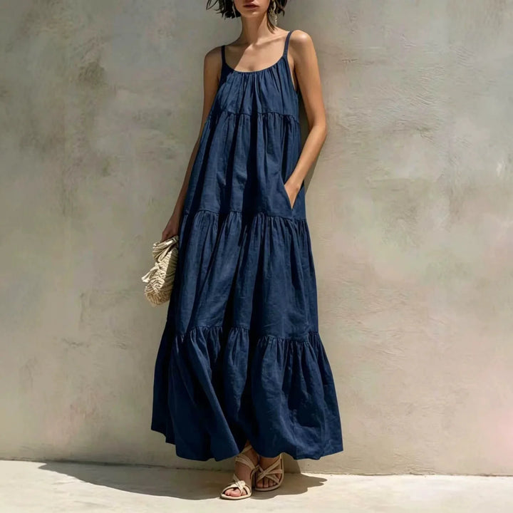Aniyah Tiered Linen Maxi Dress