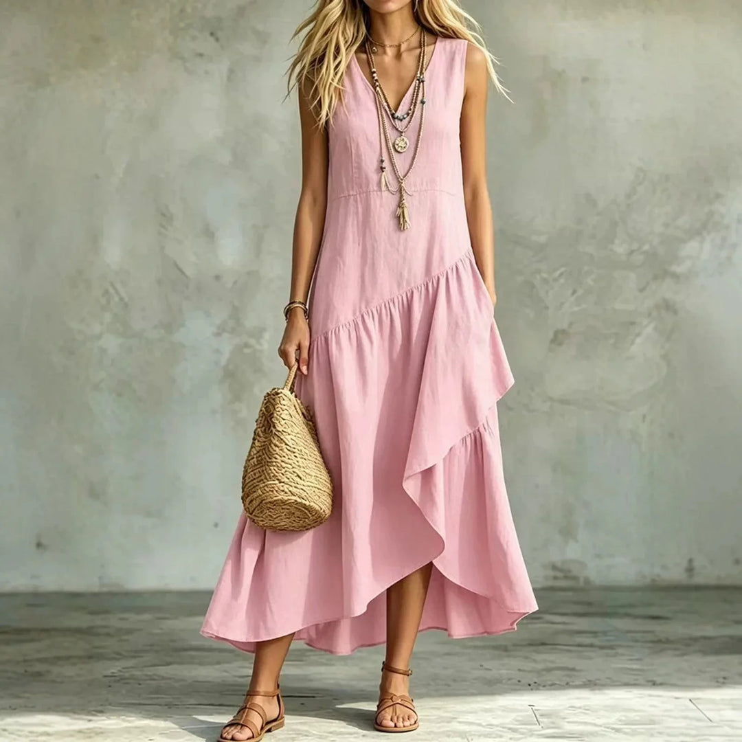 Violetta Sleeveless Ruffle Maxi Dress