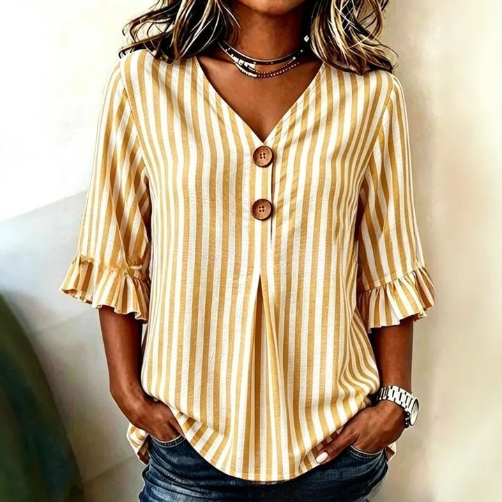 Candice Striped Ruffle Sleeve Blouse