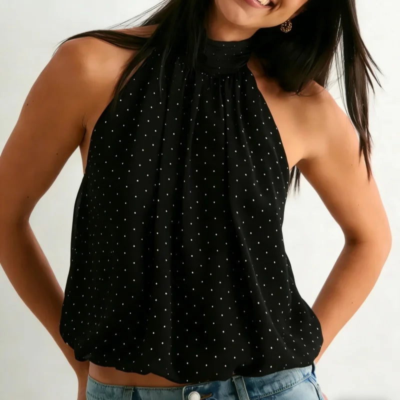 Elarina Halter Neck Ruched Tank Top