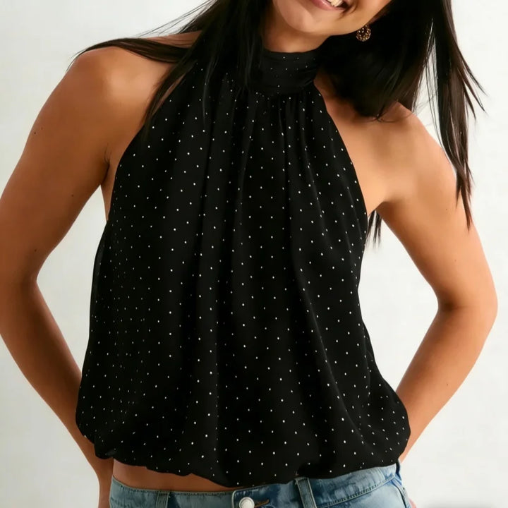 Elarina Halter Neck Ruched Tank Top