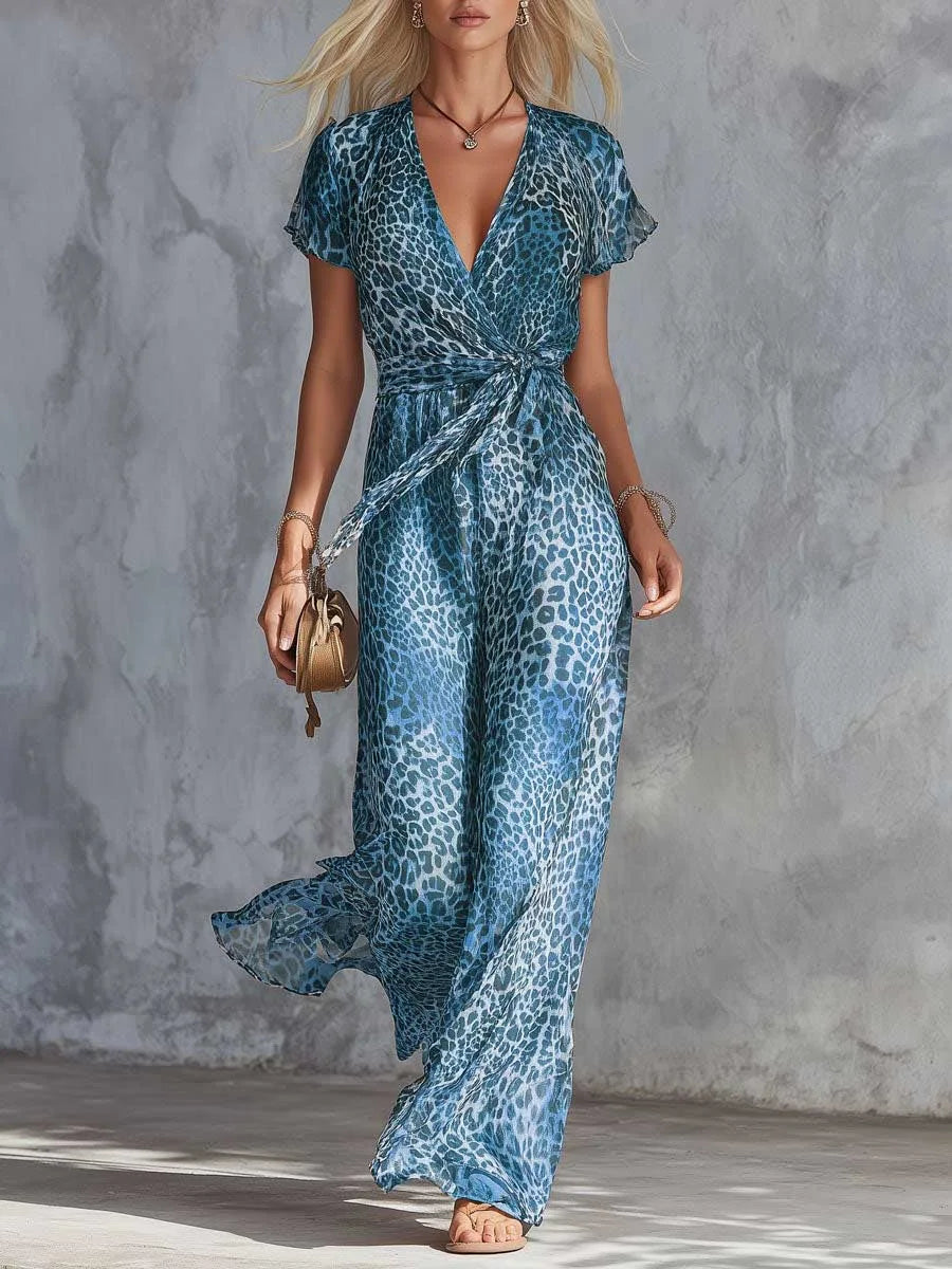 Althea Leopard Print Wide Leg Jumpsuit