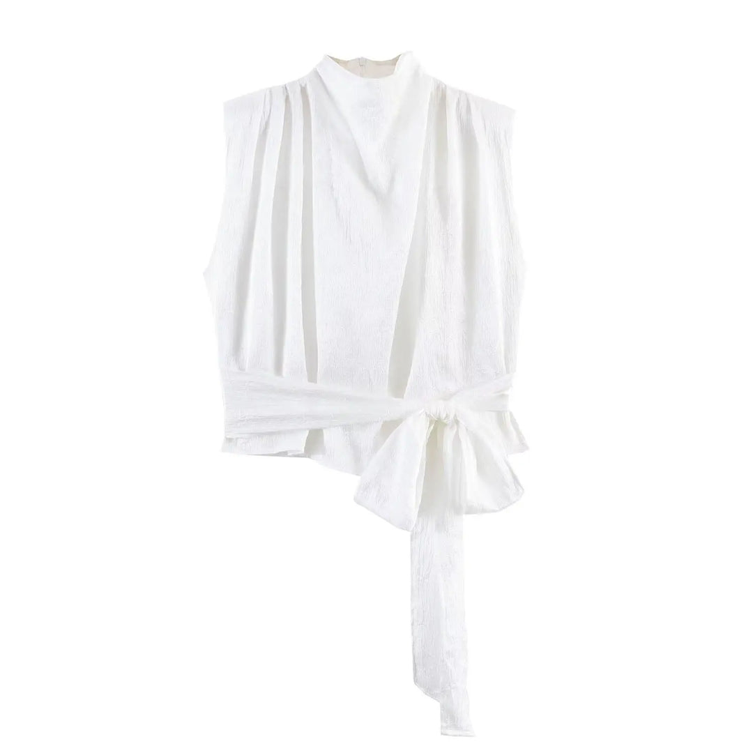 Elara Satin Tie-Waist Blouse