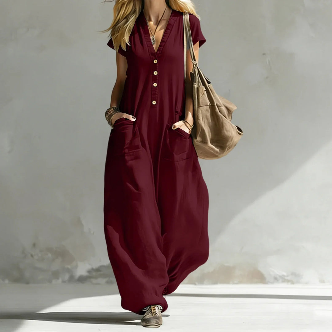 Emery V-Neck Wide Leg Jumpsuit