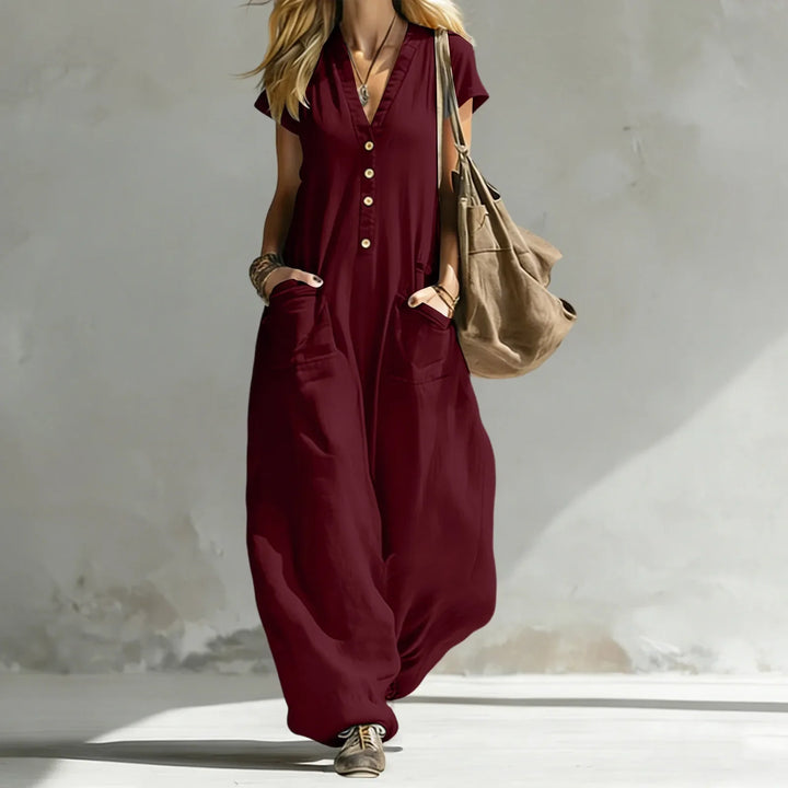 Emery V-Neck Wide Leg Jumpsuit