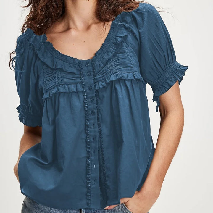 Kaylee Trim Scoop Neck Blouse