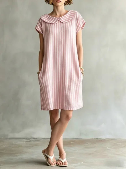 Elvion Striped Peter Pan Collar Mini Dress