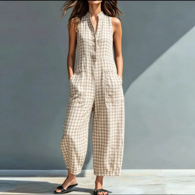 Arielle Plaid Wide Leg Jumpsuit