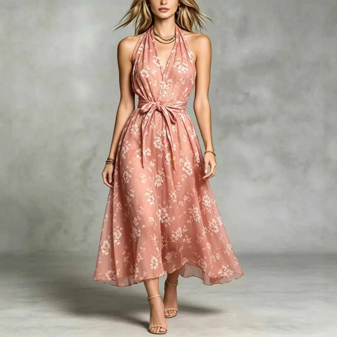 Marceline Bohemian Floral Print Wedding Guest Dress
