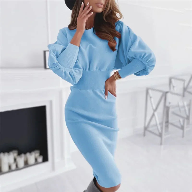Delphine Lantern Sleeve Midi Dress