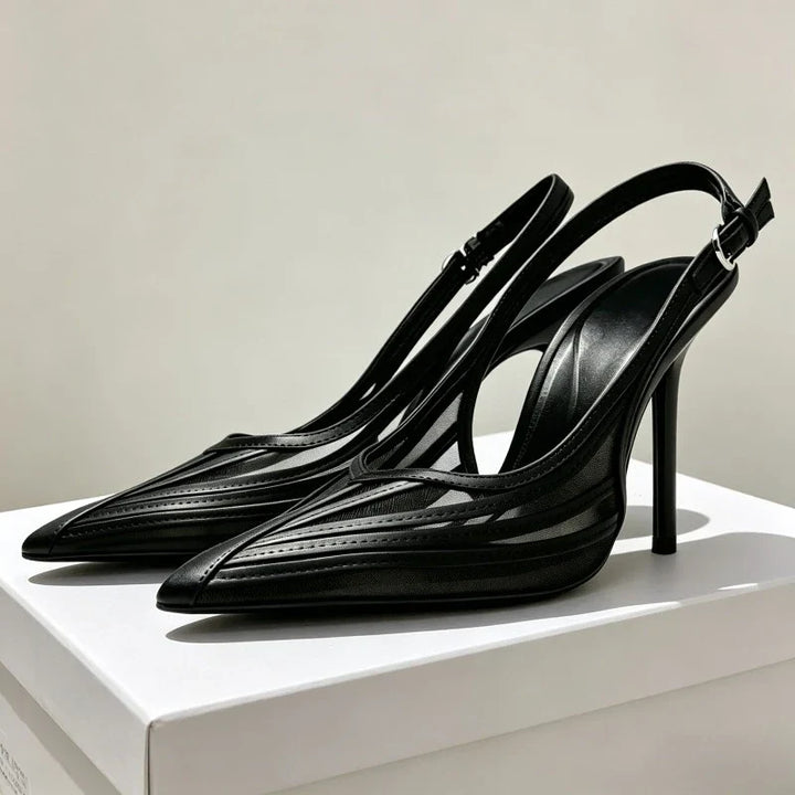 Ruby Mesh Pointed Toe Slingback Heels