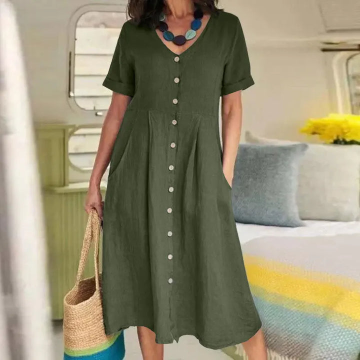 Avery Button Front Midi Dress