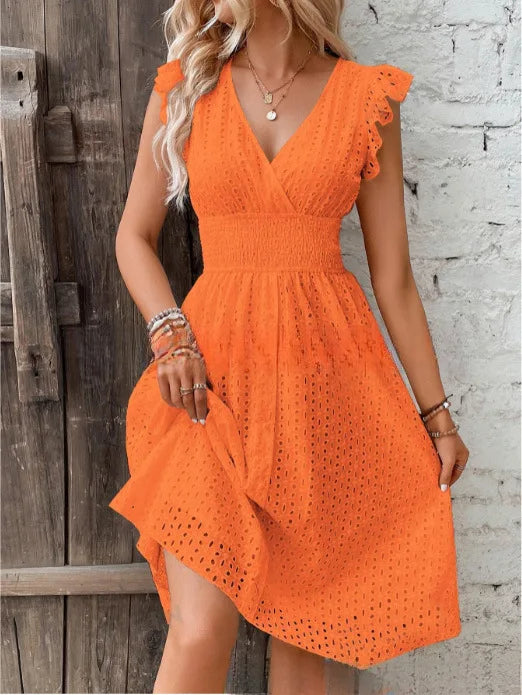 Elvire Flutter Sleeve Midi Dress