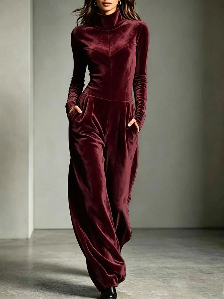 Cleo Velvet High Neck Jumpsuit