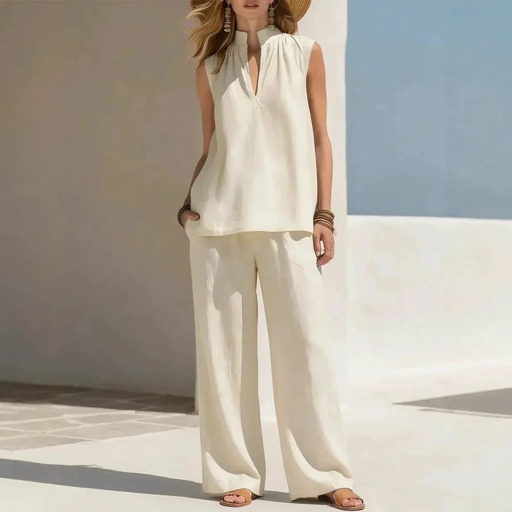 Graziella Stand Collar Sleeveless Matching Set