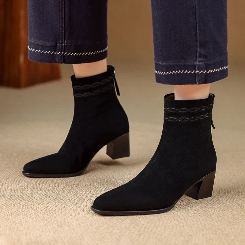 Thalia Square Toe Ankle Boots