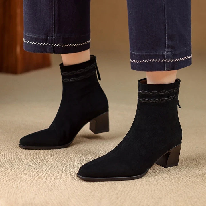 Thalia Square Toe Ankle Boots