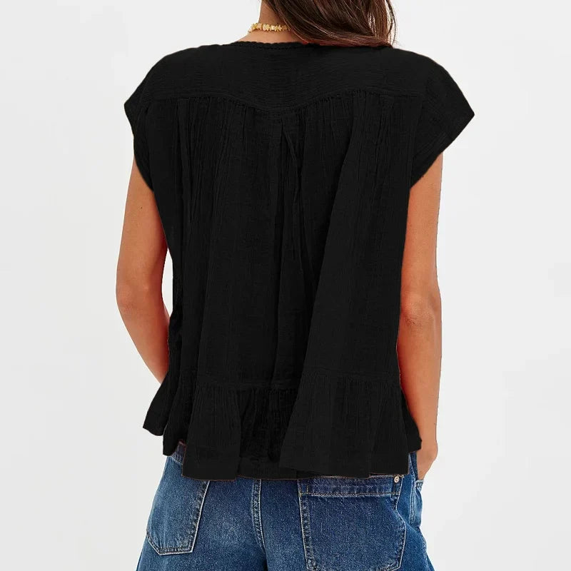 Winnie Ruffle Hem Sleeveless Blouse