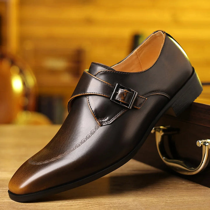 Cristiano Leather Monk Strap Loafers