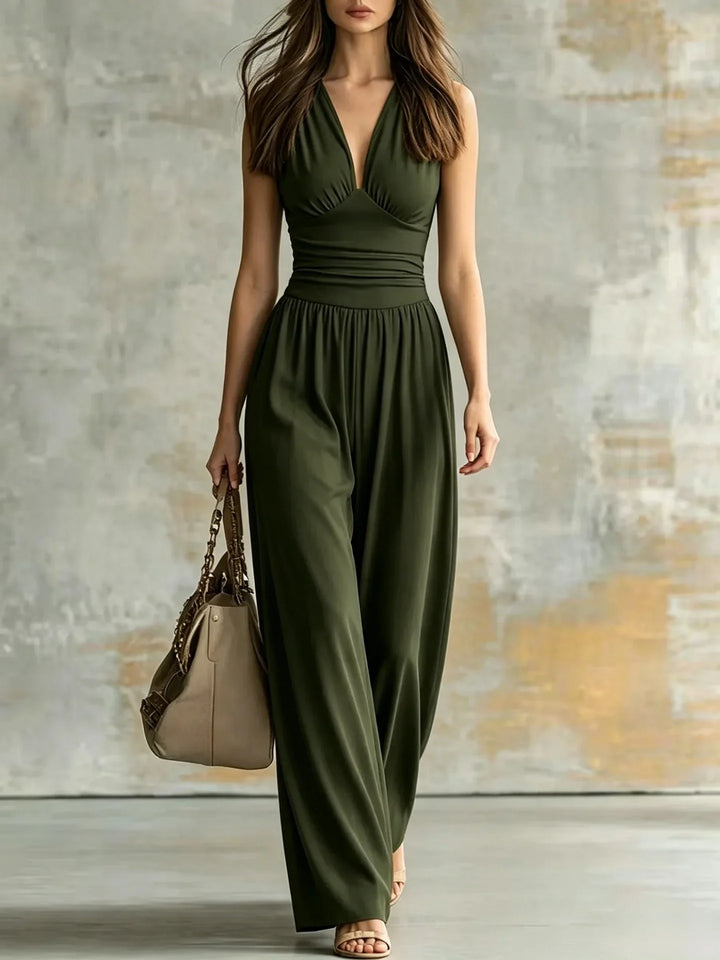 Kendra Figure Flattering V Neck Jumpsuit