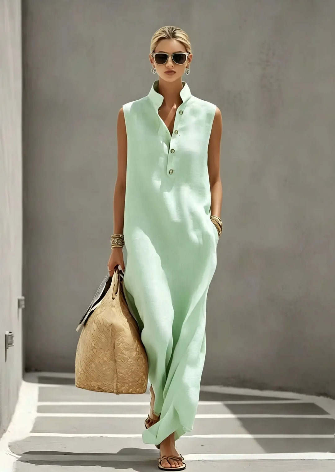 Aviana Elegant Chic Linen Maxi Dress