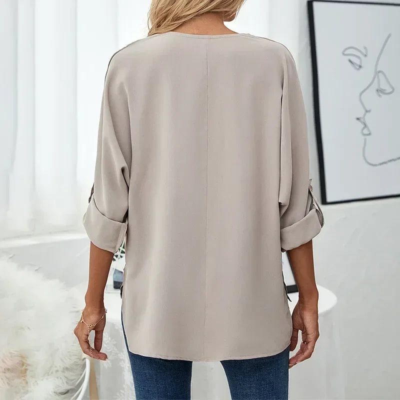 Palisade Pleated V Neck Blouse