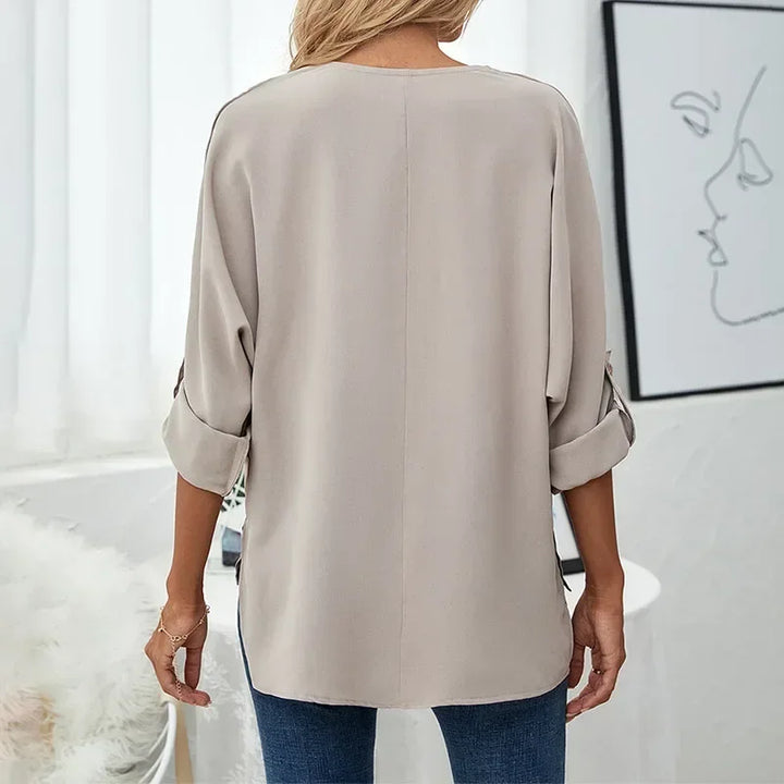 Palisade Pleated V Neck Blouse