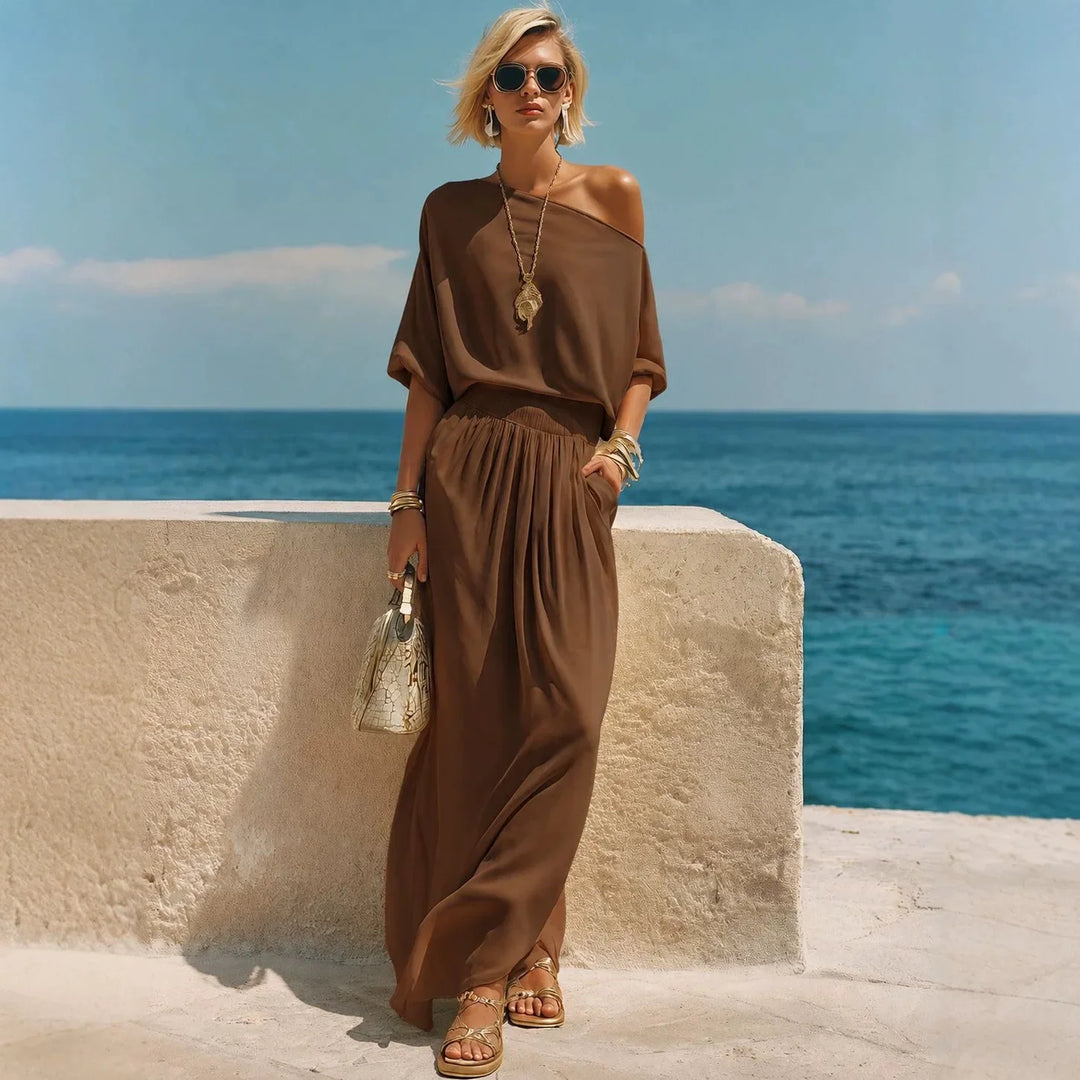 Ariana Off Shoulder Maxi Skirt Set