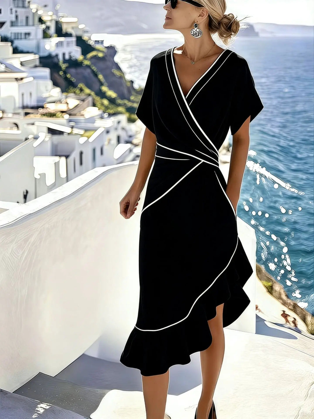 Eudora Ruffle Bohemian Wrap Midi Dress
