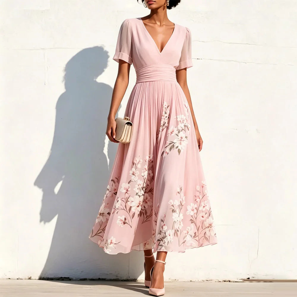 Clarisse Floral A Line Wedding Guest Dress