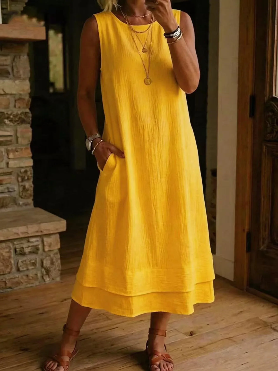 Felicity Effortless Sleeveless Tunic Midi Dress