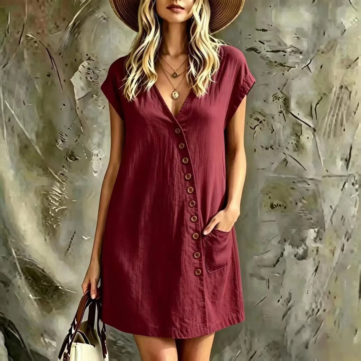 Aurelia Button Detail Mini Dress