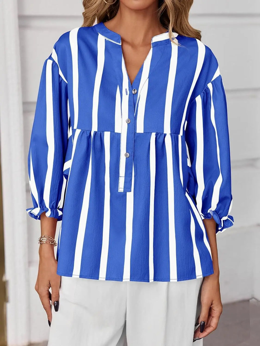 Severine Striped Bubble Blouse