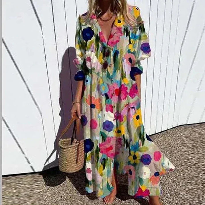 Odessa Casual Printed Long Sleeve Maxi Dress