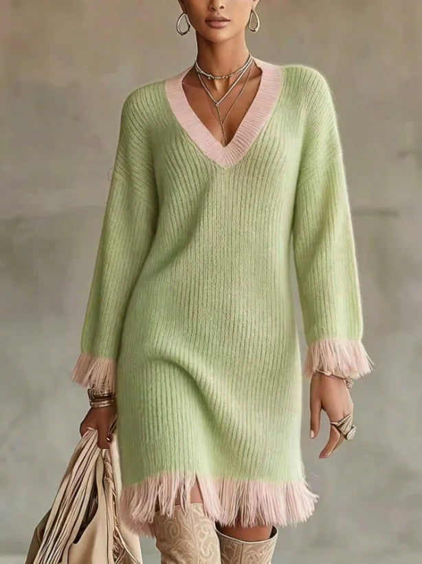Amara Ribbed Fringe Dress