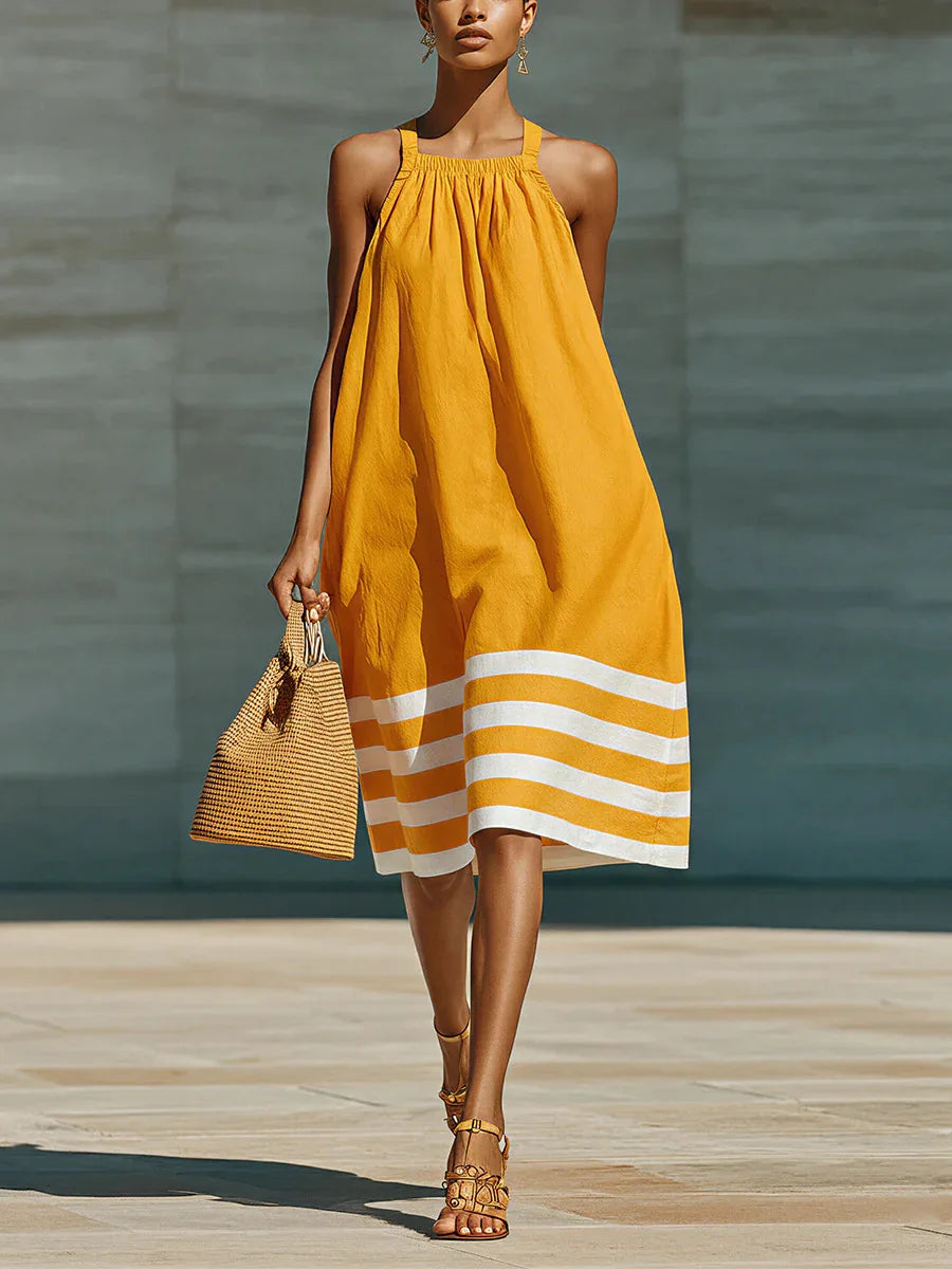 Maralyn Striped Boho Midi Dress