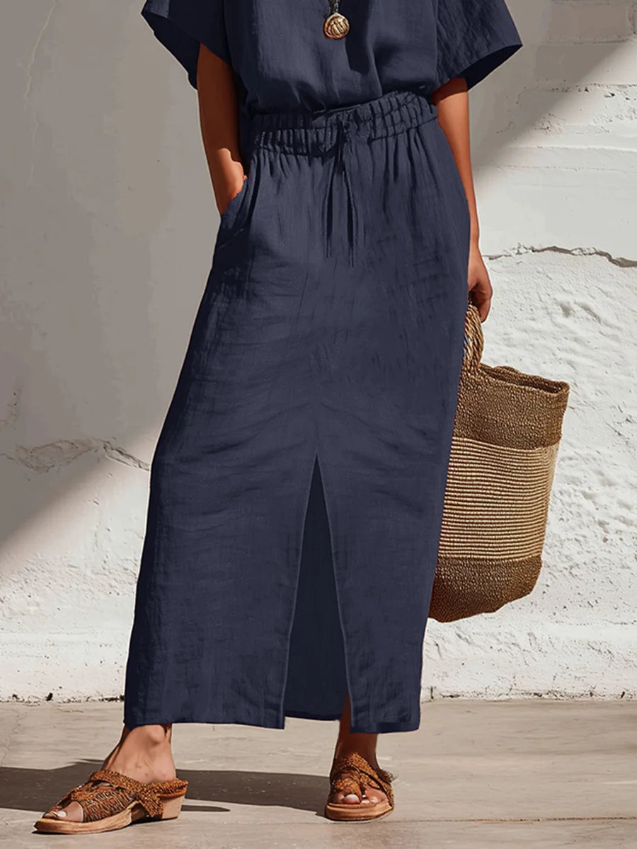 Anvella Sophisticated Split Skirt Boho Set